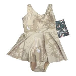 NWT Kortni Jeane Baby Skirted One-Piece Cream Tropics Size 9M